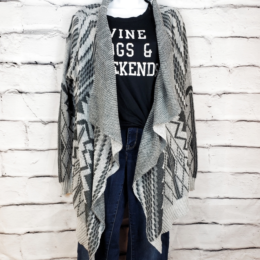 Charlotte Russe Aztec Print Drape Front Cardigan S
